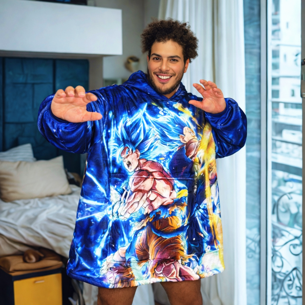 Wearable Blanket I Dragon ball Z  Wearable Blanket Hoodie for Kids & Adults