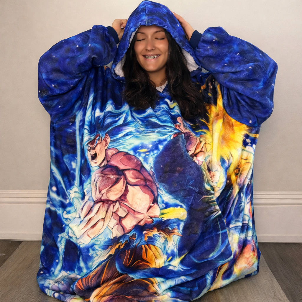 Wearable Blanket I Dragon ball Z  Wearable Blanket Hoodie for Kids & Adults