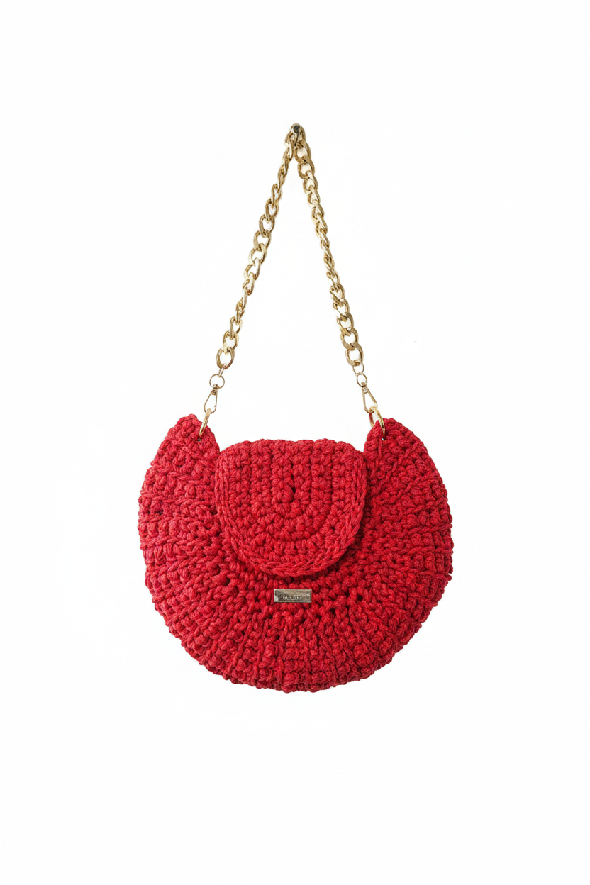 Brightened Red Crochet Purse - White Background