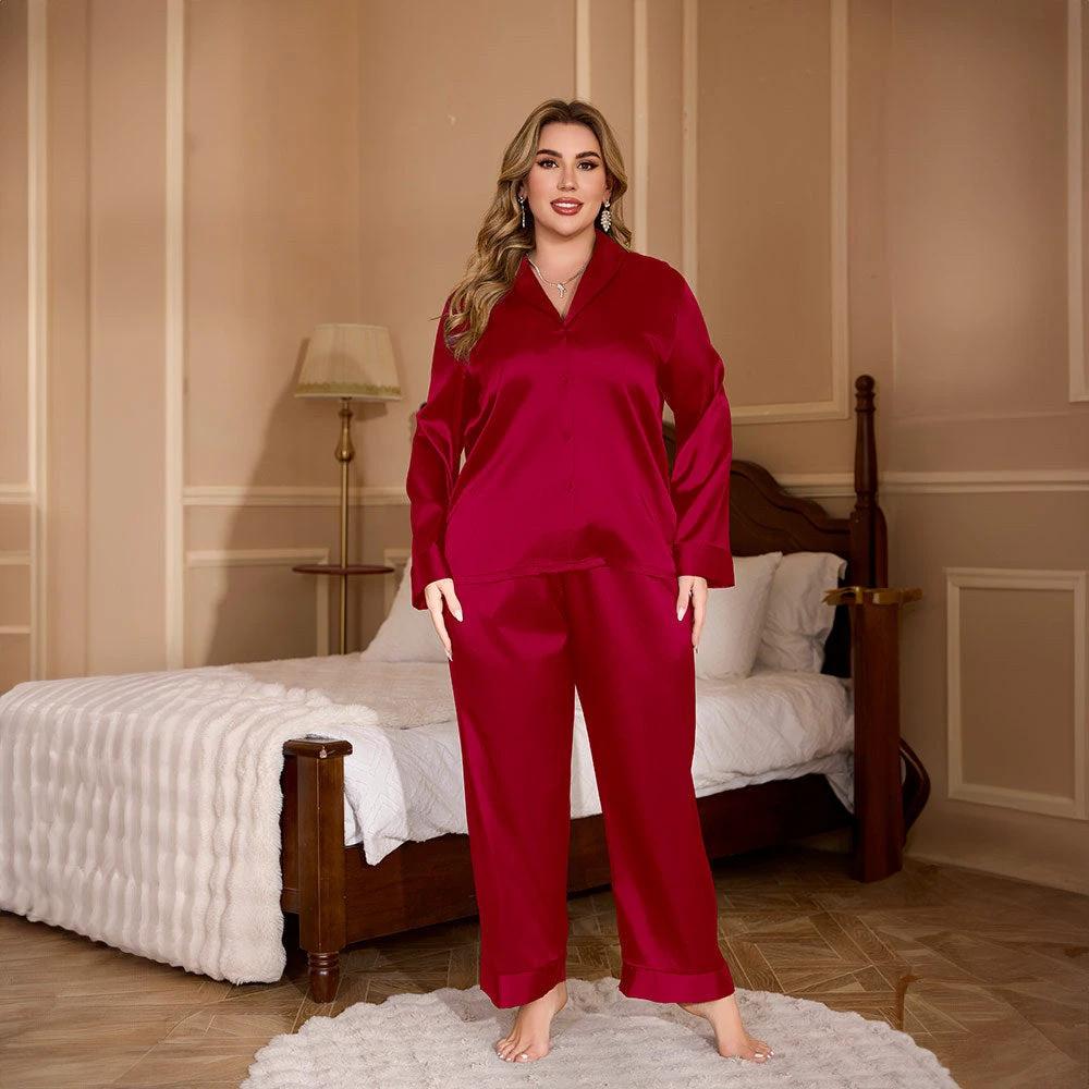 Women's Plus Size Cardigan Ice Silk Pajamas