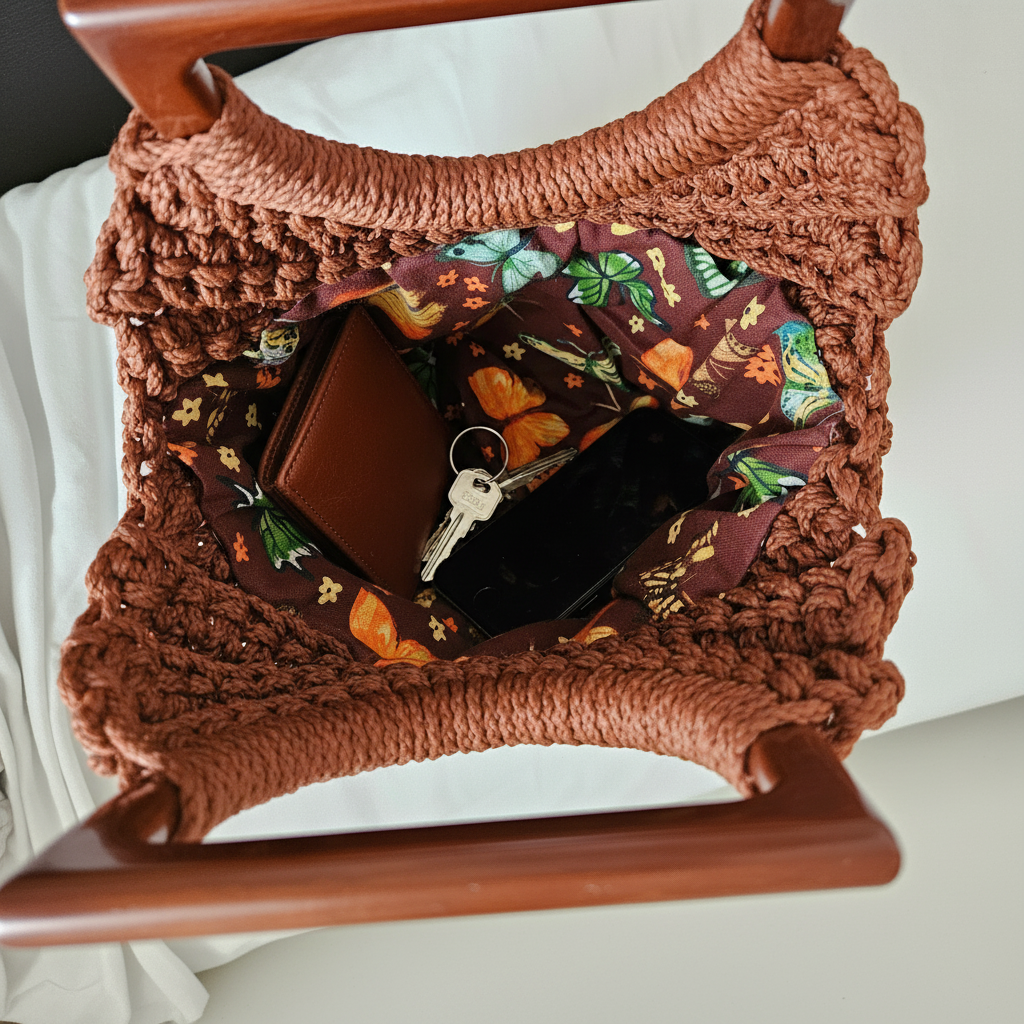 Crochet Purse on White Background