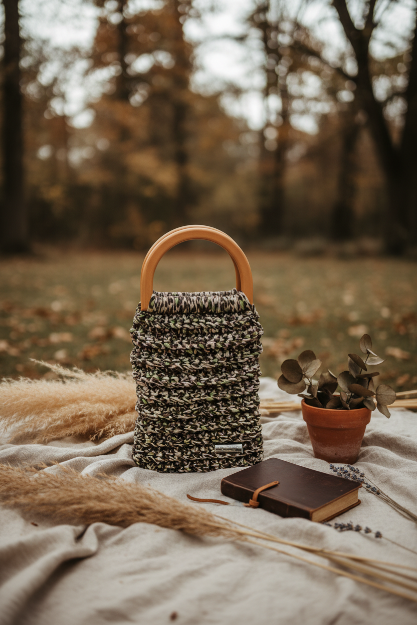 Earth Tone Crochet Handbag Lifestyle