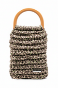 Earth Tone Crochet Handbag on White Background