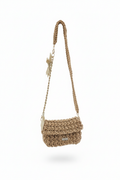 Gold Crochet Crossbody on White Background