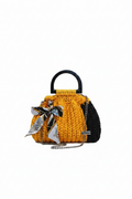 Golden Yellow Crochet Purse – White Background