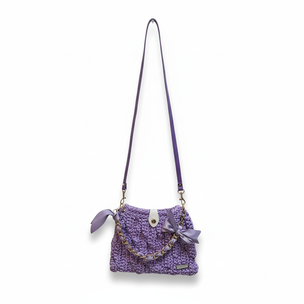 Lavender Crochet Purse - White Background