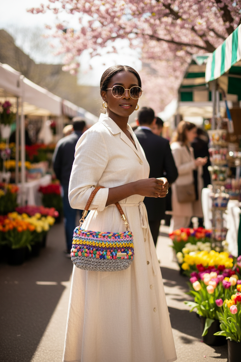 Rainbow Crochet Bag - Lifestyle
