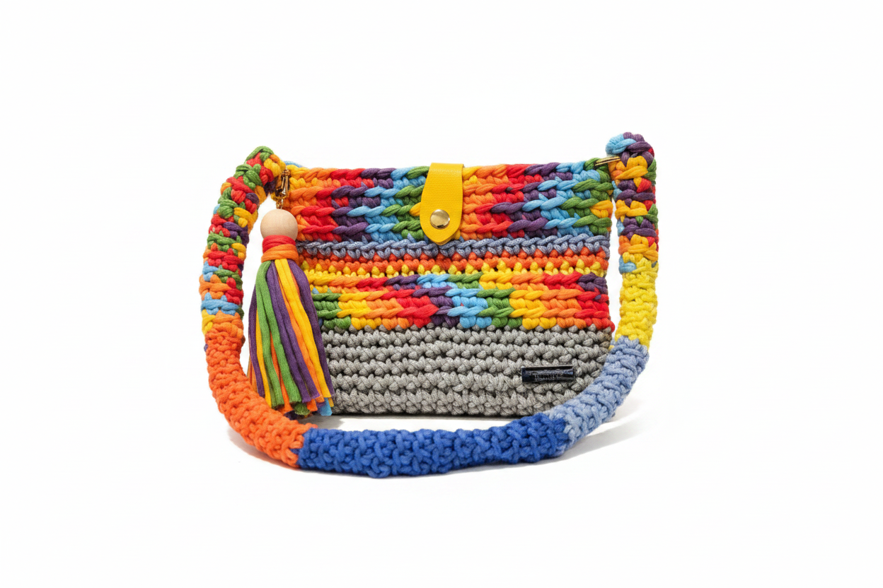 Rainbow Crochet Crossbody - White Background