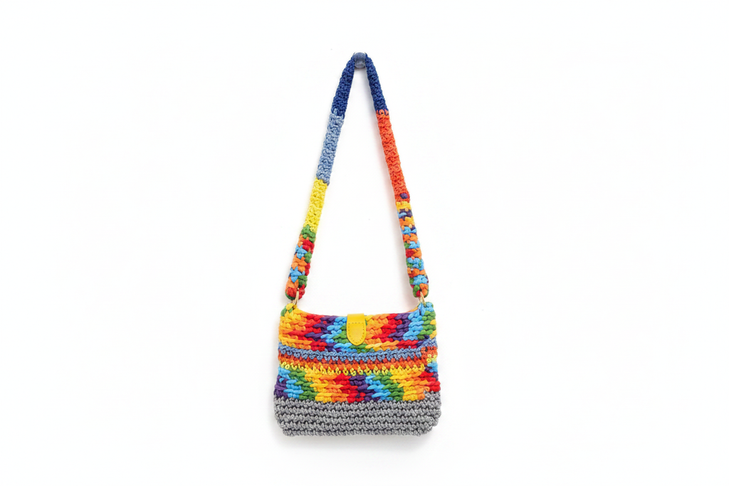 Rainbow Crochet Crossbody - White Background
