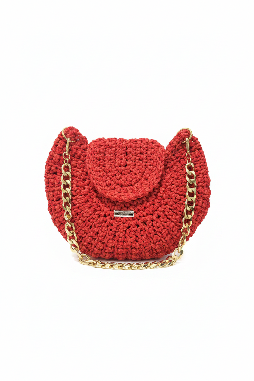 Red Crochet Purse - White Background