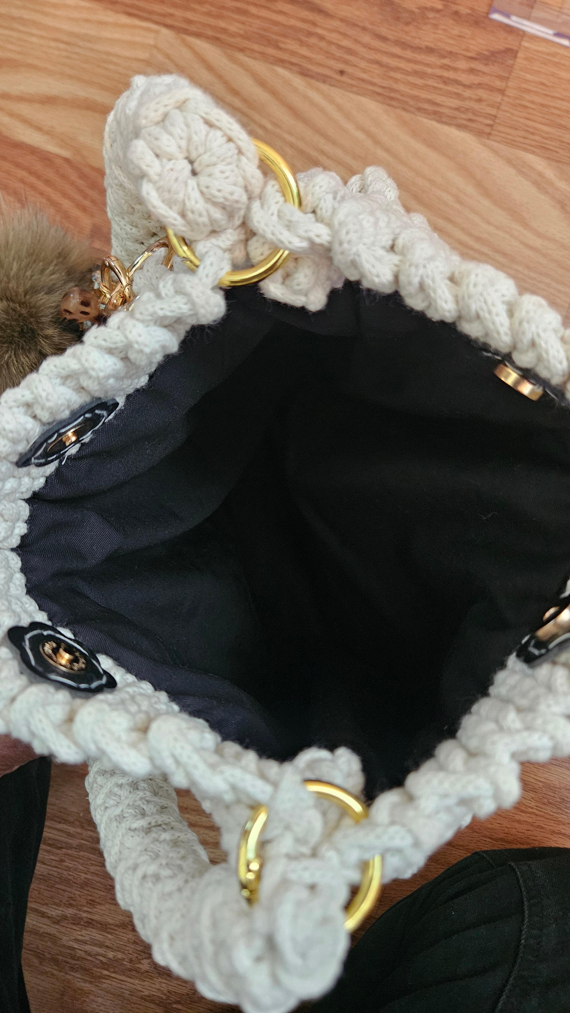 Cream Charm Crochet Bag