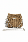 Tan Braided Crochet Bag on White Background