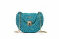 Teal Crochet Purse on White Background