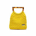 Yellow Crochet Handbag on White Background